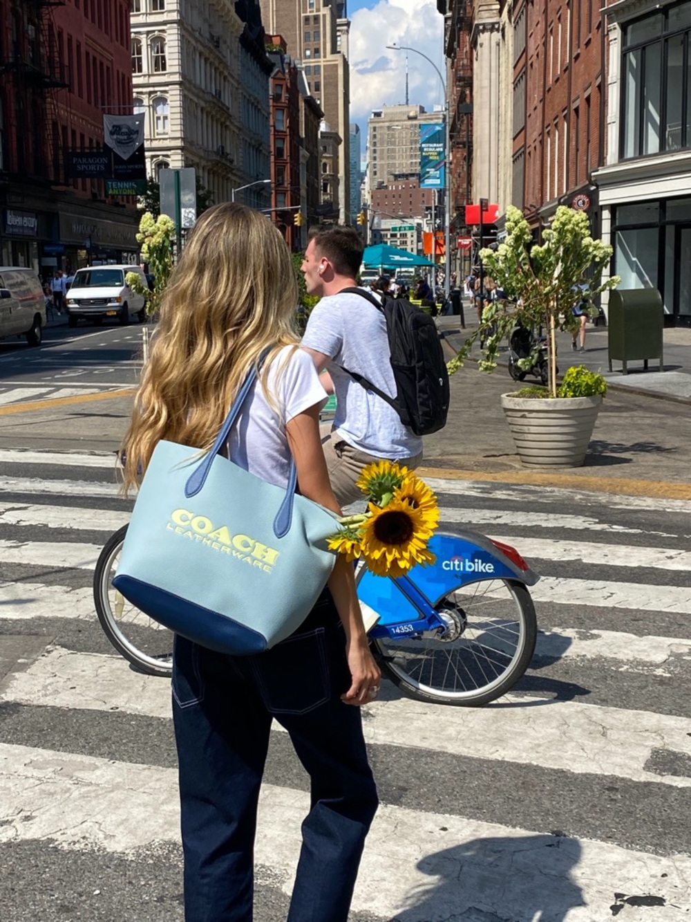 Coach Kia medium aqua and blue tote bag